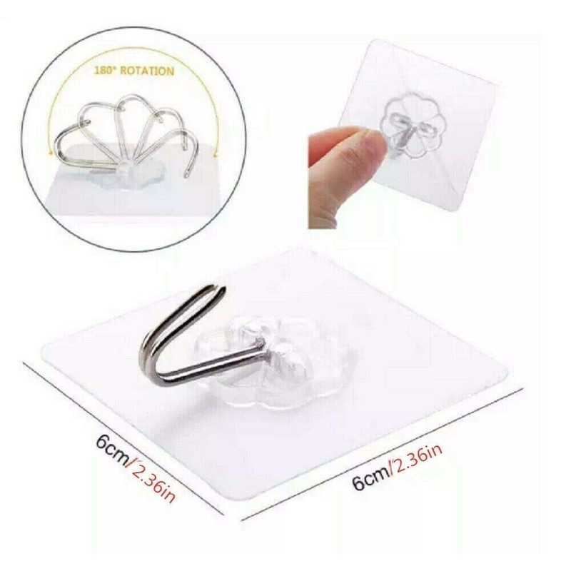 YIKUER Transparent Adhesive Hooks 30 lb(Max), Waterproof and Oilproof Reusable
