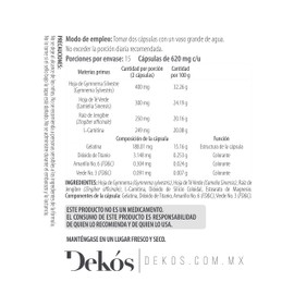 DEKÓS paquete +FB y +CB- | +FB con cápsulas de L-Carnitina, Gymnema Sylvestre, Té Verde y Jengibre - 30 cápsulas - 15 porciones | +CB cápsulas de Alubia Blanca - 24 cápsulas - 8 porciones