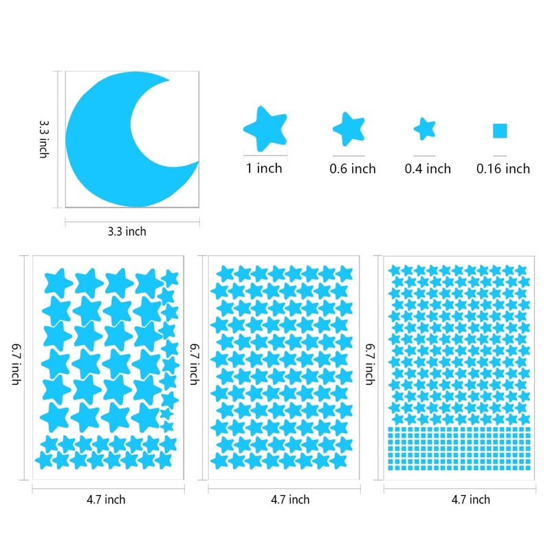 Glow Ceiling Stars Blue for Kids Bedroom, Glow in The