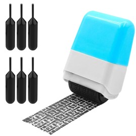 Identity Theft Protection Roller Stamp Set, Including 6-Pack Refills(No Ink Leakage) - Confidential Roller Stamp, Anti Theft, Privacy & Security Stamp, Designed for ID Blackout Security