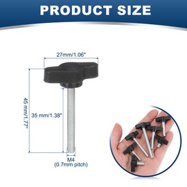 MECCANIXITY Knurled Clamping Knobs Handle Thumb Screws Bolt Knobs M4 x 35 mm Male Thread 27 mm Head for Electronics Automotive Furniture Assembly Wood Working DIY Projects(Black, Pack of 20)