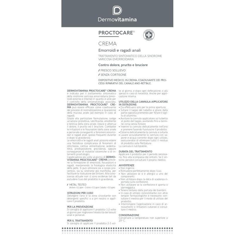Dermovitamina - Proctocare Crema 30ml - Crema Proctologica Lenitiva