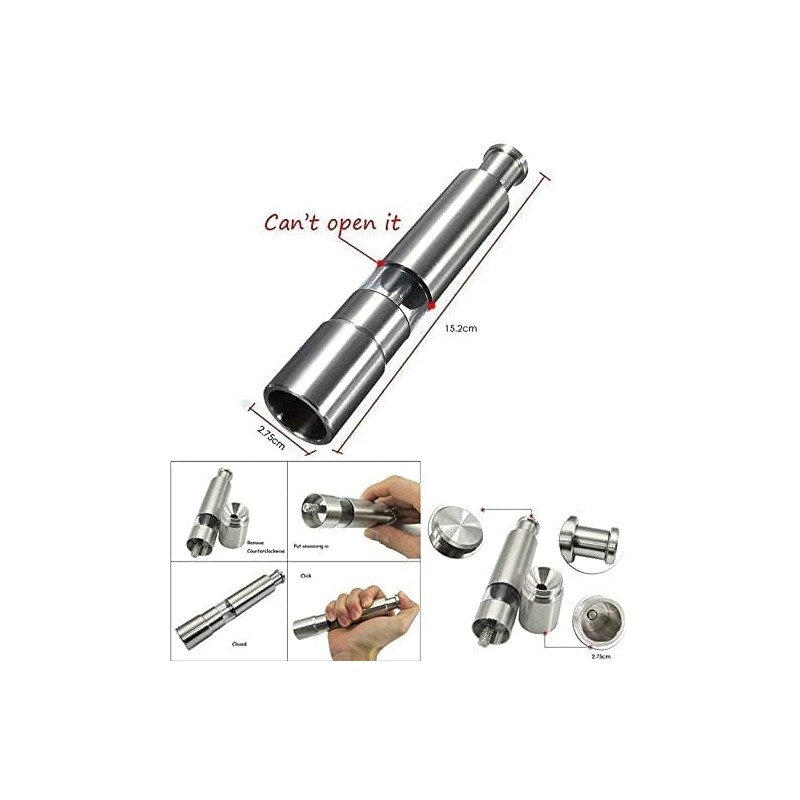 Stainless Steel Glass Body Salt and Pepper Grinder, Thumb press