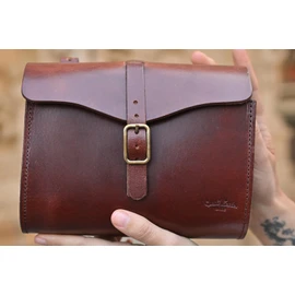 Gusti Saddle Bag Leather Handlebar Bag Leather Anti-Theft Bicycle Tool Bag Vintage Accessories Gadget Brown
