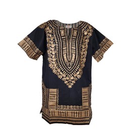 Dupsie's Black and Gold African Dashiki Shirt - M