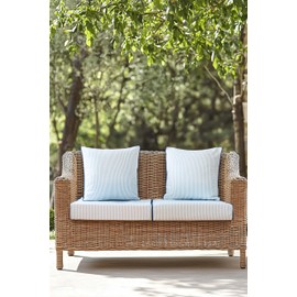 Hofdeco Premium Coastal Patio Indoor Outdoor Seat Cushion Cover Only Set of 2, 24”x24”x4” Water Repellent for Backyard, Couch, Baby Blue Print Stripes B