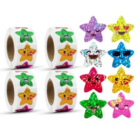 KALYRON 2000 pcs Multicolor Star Stickers,Fun Reward Stickers for Teachers & Students,Vibrant, Durable & Easy Peel,Perfect for Classroom, Crafts, Charts & Gifts, 4 Rolls
