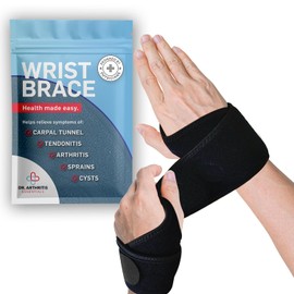 Dr. Arthritis Essentials Wrist Brace/Wrist Support Wrist Wraps, Carpal Tunnel Wrist Brace for Night Support, Wrist Brace for Wrist Pain, Hand Brace & Wrist Guard for Left & Right Hand (Black - 1 Pack)
