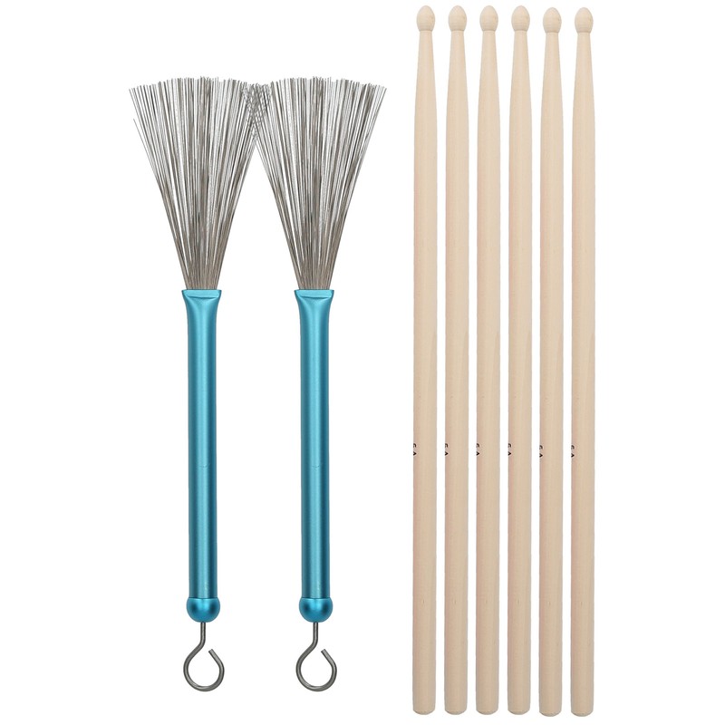 Drum Stick Brush Set Jazz Retractable Metal Wire 5A Rod