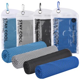 desired body Microfiber Cooling Towels for Neck and Face - 4 Pack 40x12” Mesh Quick Dry Gym Towels for Working Out with Waterproof Bag and Carabiner - Sweat Rag for Gym, Sports, Outdoor Activities