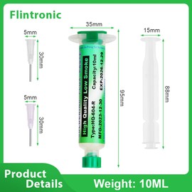 Flintronic Solder Flux, 10ML Lead Free Solder Flux Syringe with 2 Needles and 1 Pusher, No Clean Solder Flux Syringe Flux Past for BGA, IC, PCB, CPU, LED, SMT Electronics Soldering