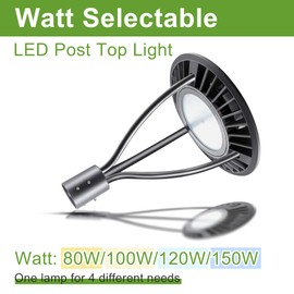 LED Post Top Pole Lights with Dusk to Dawn Photocell, 80W-100W-120W-150W Power Selectable, 3000K-4000K-5000K 3 Color Tunable, LED Garden Area Lights for Pathway IP65 Waterproof