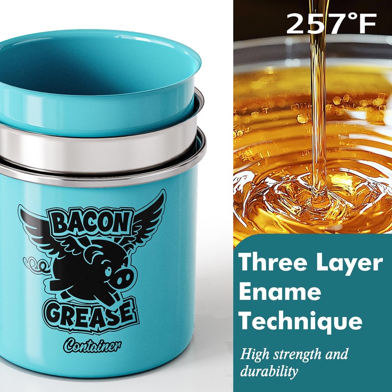 PGYARD Mini Bacon Grease Container With Strainer - 15OZ Farmhouse