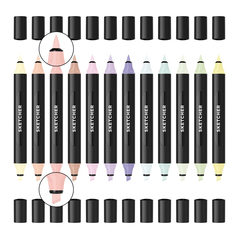 Molotow Sketcher Twin Marker Pastel Kit (Brush Tip & 3