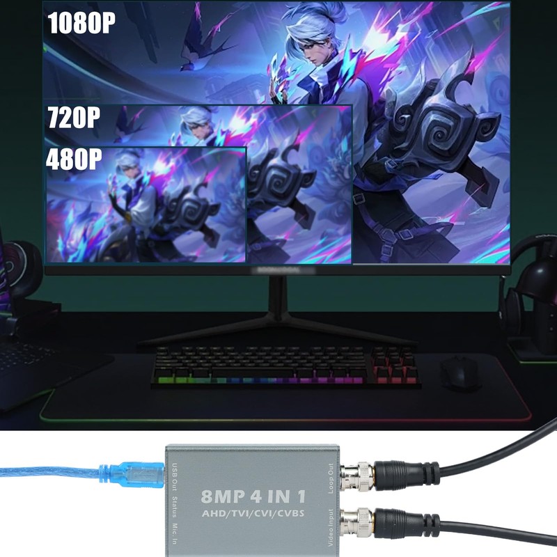 8MP 4-in-1 Video Capture Card,TVI AHD CVBS CVI to USB