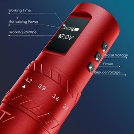 Tattoo Gun portable tattoo machine, 2400mAh Rotary Tattoo Machine with 7 stroke length Options, Pro Tattoo Guns with Motor Power reliable for all kinds of needles, ink (One Battery)