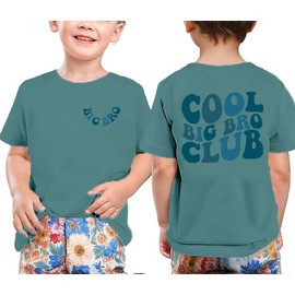 Big Bro Shirt for Toddler Boys Promoted to Bigger Brother Announcement T-Shirt Cool Big Bro Club Tee Baby Brother Gifts Blue