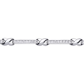 Jewelco London Ladies Sterling Silver Cubic Zirconia Infinity Kisses Tennis Bracelet 6mm 8 inch