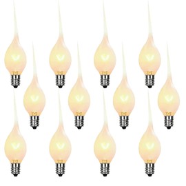 Konictom Silicone Dipped Candle Light Bulbs,Clear Silicone Decorative Light Replacement Bulbs 120 Volt 5 Watts,C7/E12 Candelabra Base for Christmas Chandelier Electric Window Candle,12 Pack