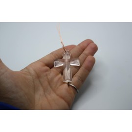 Gemstone Pendants Healing Crystal Crosses with Copper Wire for Necklace (clear-quartz)