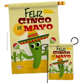 Ornament Collection S192058-BO Feliz Cinco de Mayo Country & Primitive Southwest Impressions Decorative Vertical House 28" X 40" Garden 13" X 18.5" Double Sided Flags Set Printed in USA Multi-Color