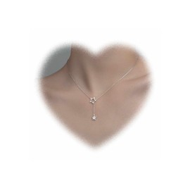 Lange Quaste Stern Tropfen Halskette Kristall Stern y Halskette Kette Vintage Stern y Lariat Halskette Kristall y Tropfen Kette Halskette Pullover Kette Halskette Schmuck Frauen Geschenke (Silber)