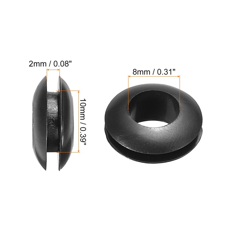 Rebower Rubber Grommets Flexible Wire Hole Plugs 10mm Mounting Diameter,