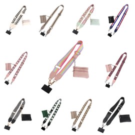 YouxuanAio Clip and Go Strap for Phone With Wallet Crossbody Phone Strap With Zippered Pouch Cross Body Phone Lanyard With Zipper Wallet Pouch Adjustable (rainbow colors)