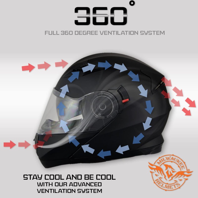 Milwaukee Helmets MPH9806DOT 'Ionized' Gloss Black Advanced Motorcycle Modular Helmet