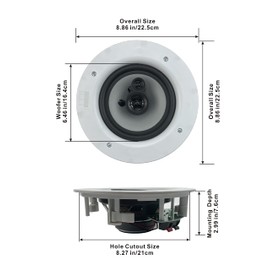 Acoustic Audio CSic64 Frameless in Ceiling 6.5" Speaker 2 Pair Pack 3 Way Home Theater Speakers