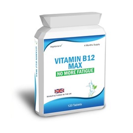 Vitamin B12 Max Supplement, 120 Tablets, 4 Months Supply, Vegetarian, UK Made