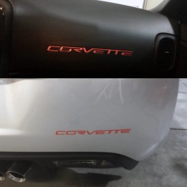 Advanced Trims Set of 4: 2005-2013 Corvette C6 RED Plastic Letters Rear Bumper Emblem Decals
