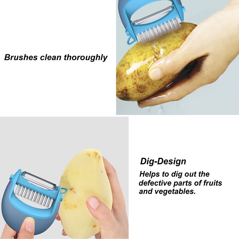 Empava Potato Peeler with Brush, Vegetable, Easy, Speed and Multifunctional