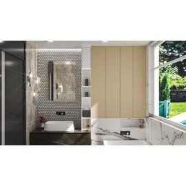 TETOTE Gold Framed Mirror for Bathroom, 22 x 30 Inch Vanity Mirror for Wall, Brushed Brass Rectangle Round Corner Entry Way Golden Frame Mirror 2 Inch Thick Frame(Horizontal/Vertical)