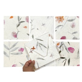 Sunne Tropical 10 Handmade Envelopes Assortment Real Pressed Flower Inclusion Handmade Mulberry Paper envelope (15x15cm)