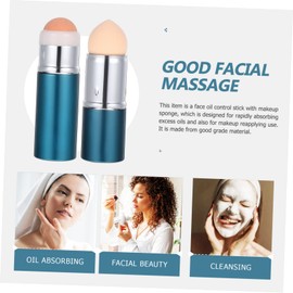 Minkissy 2pcs Face Volcanic Stone Massager Oil Absorption Stick Multi-function Facial Roller for Clean Smooth Skin