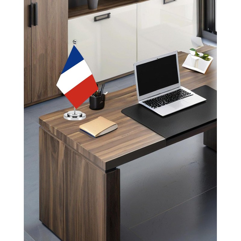 France Miniature Desk Flag Set,8x5 Inch French Small Flag With
