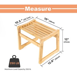 Sansnow Bamboo Stool for Living Room/Bedroom, Bamboo Shoes Changing Stool, Elastic Bamboo Step Stool for Home, Bamboo Seat for Patio/Garden 12" Heigh, Bamboo