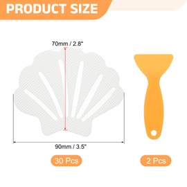 uxcell 30pcs Non-Slip Bathtub Stickers, Anti-Slip Shower Stickers Showers Treads Shell Shaped Appliques with 2 Pcs Scraper for Bath Tub Shower Stairs, White