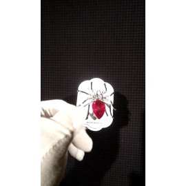 Unbranded Spider Red Gem Crystal Rhinestone Brooch Pin with Gold Foil Bag - VIDEO