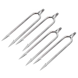 4 Pcs Stainless, Gig Gaff Hook Fish Steel 2 Prongs Spear for Outdoor Fishing Tackle
