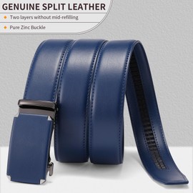 GAEKEAO Ratchet Belts for Men Dress Casual 1 3/12" Adjustable Genuine Leather Buckle Slide Designer Belt with Box Trim to Fit