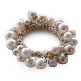 JewelVOX Hair Rubber Hair Accessories, Women's, Pearl, Color Pearl, Adult (Beige)