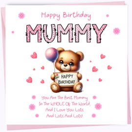 Printperfect - Birthday Cards For Mummy – Best Mummy In The World – Birthday Card From Daughter or Son, Happy Birthday Mummy, Mummy Birthday Cards 150mm x 150mm