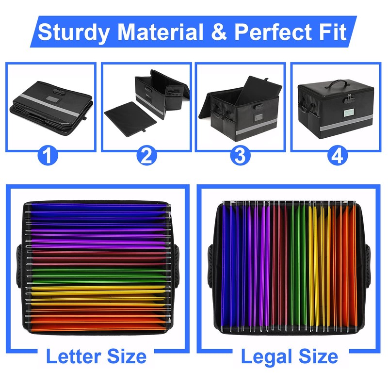 EXLIFBAG File Organizer, Fireproof File Box with Lids, Important Document
