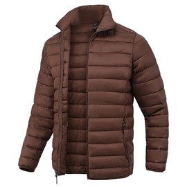 SPOSULEI Mens Puffer Down Jacket Quilted Winter Insulated Packable Jackets Coats Lightweight Water Repellent Outdoor Warm Ski Snow Jacket Outerwear Brown XL
