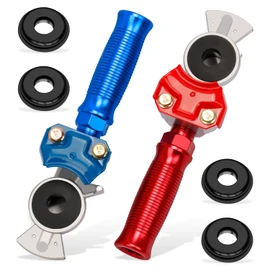 CheeMuii 1 Pair Glad Hands with Gladhand Handles & 4 Pcs Gladhand Seals Kit | Heavy-Duty Anodizing Aluminum Emergency Air Brake Hose Coupling Red & Blue Gladhand & Grips Set for Semi Truck Trailer