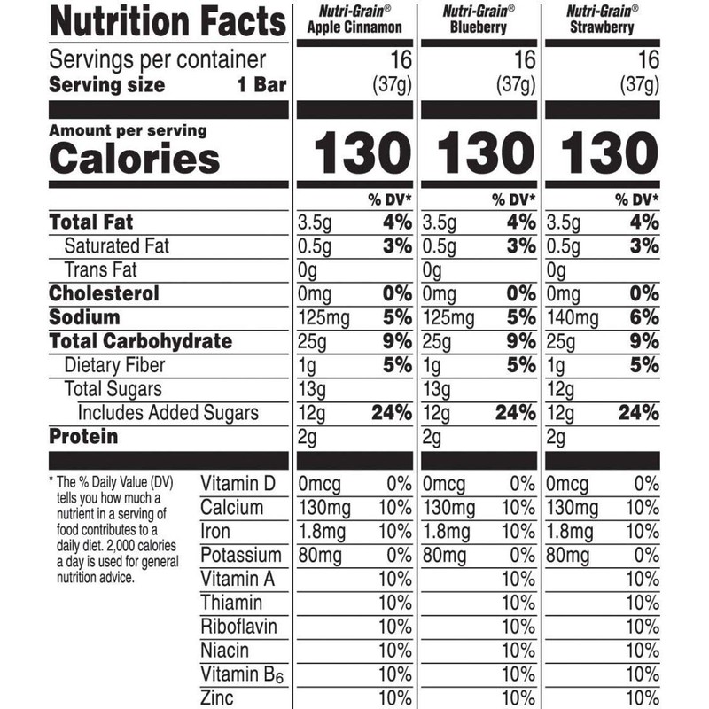 Kellogg's Nutri-Grain Breakfast Bar Variety Pack, 1.3 Ounce, 48 Count