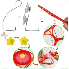 3-in-1 Suction Cup Hummingbird Feeder for Window, Outdoor Hanging