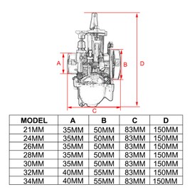PWK 24 mm Motorcycle Carburettor for ATV, UTV, Scooter, 50cc / 65cc / 75cc / 80cc / 100cc, Dirt Bikes